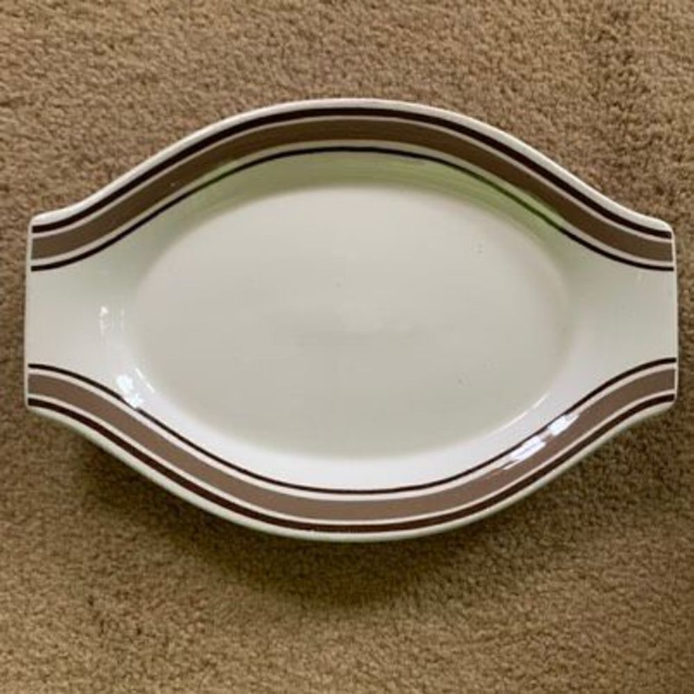 Jackson Custom China 9.5” Serving Plate Brown Band Restaurant Ware